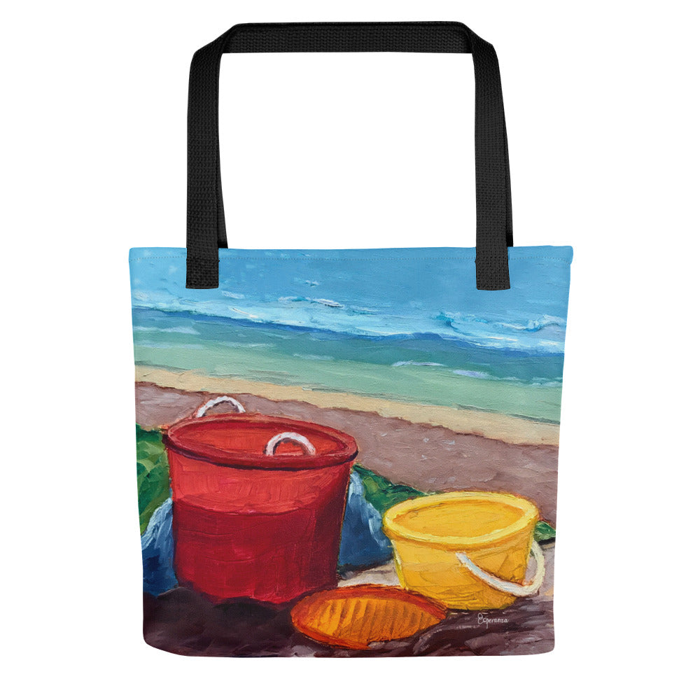 Fine Art Tote Bag, "Beach Buckets", from original artwork by Esperanza Deese