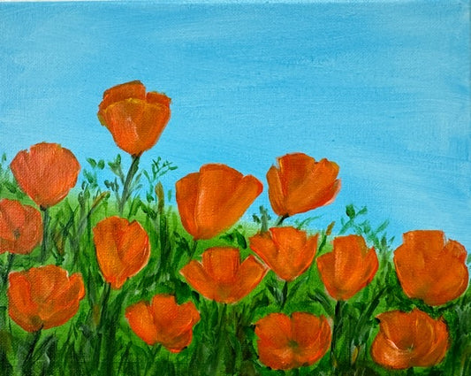 Paint Night: "California poppies" 05/24/24 Friday 6:30pm-9:00pm