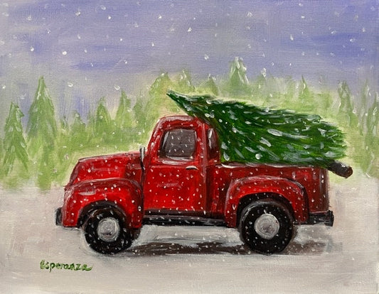 "Christmas Red Truck" giclee print