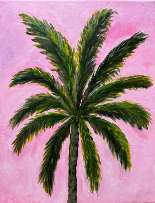Paint Day 04/27/24: Pink Sunset Palm Tree