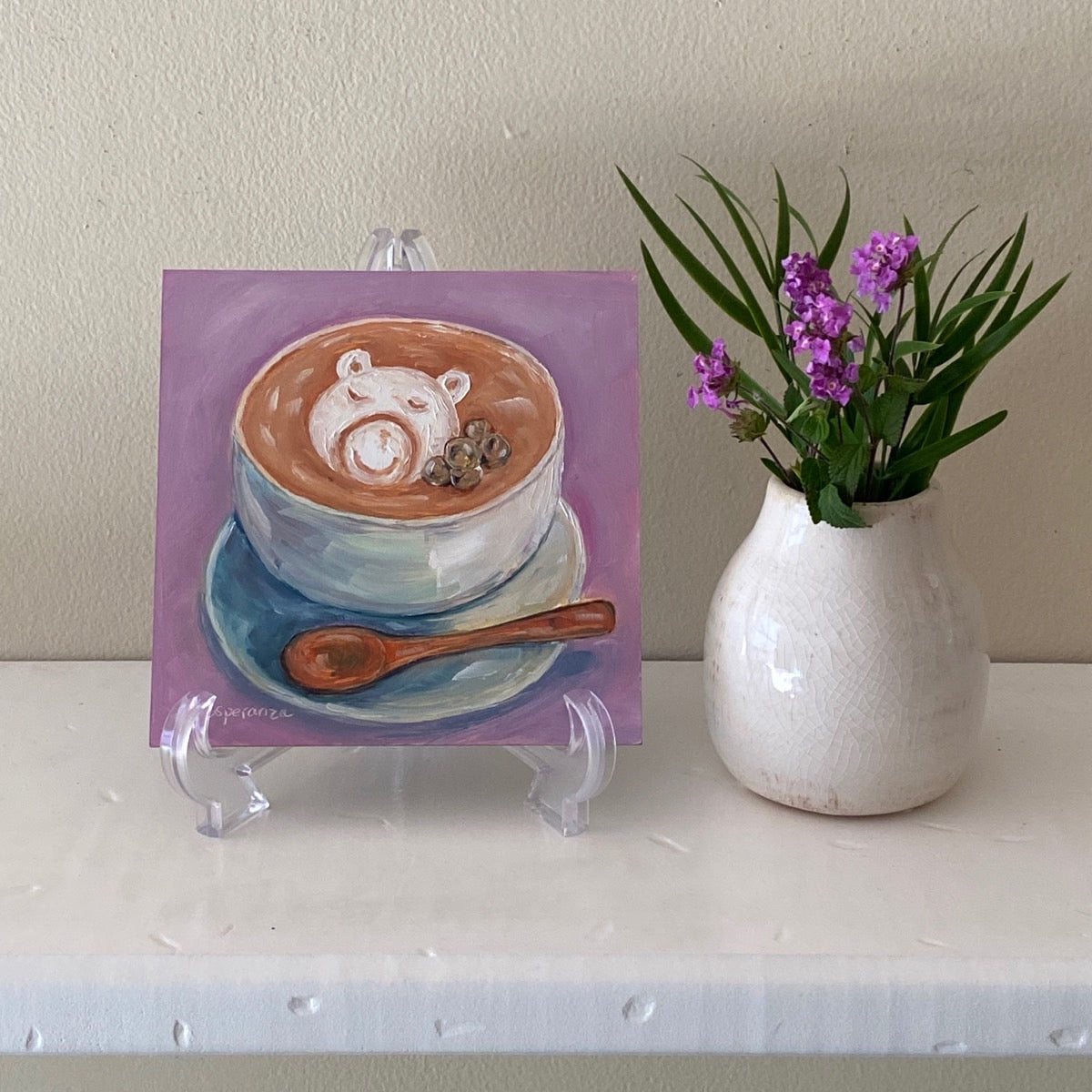 "Bear Latte" 6x6 original painting