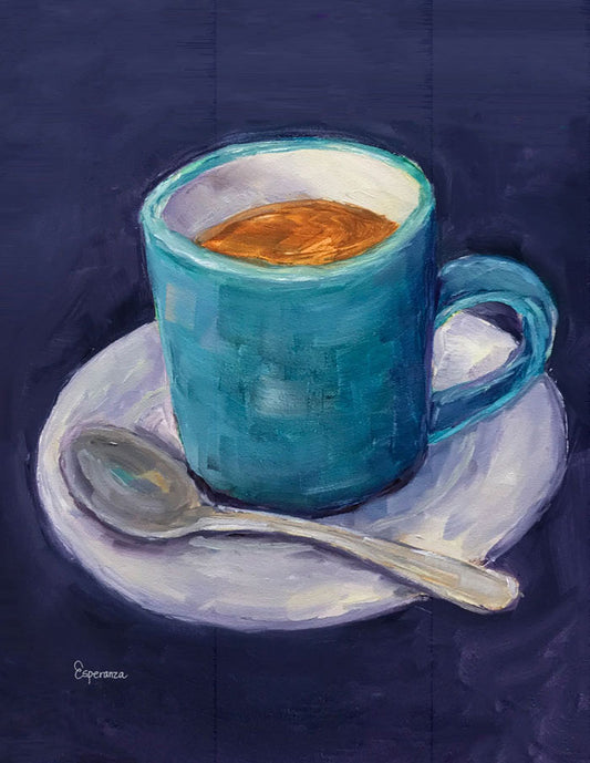 "Blue Cup in Saucer" notecard