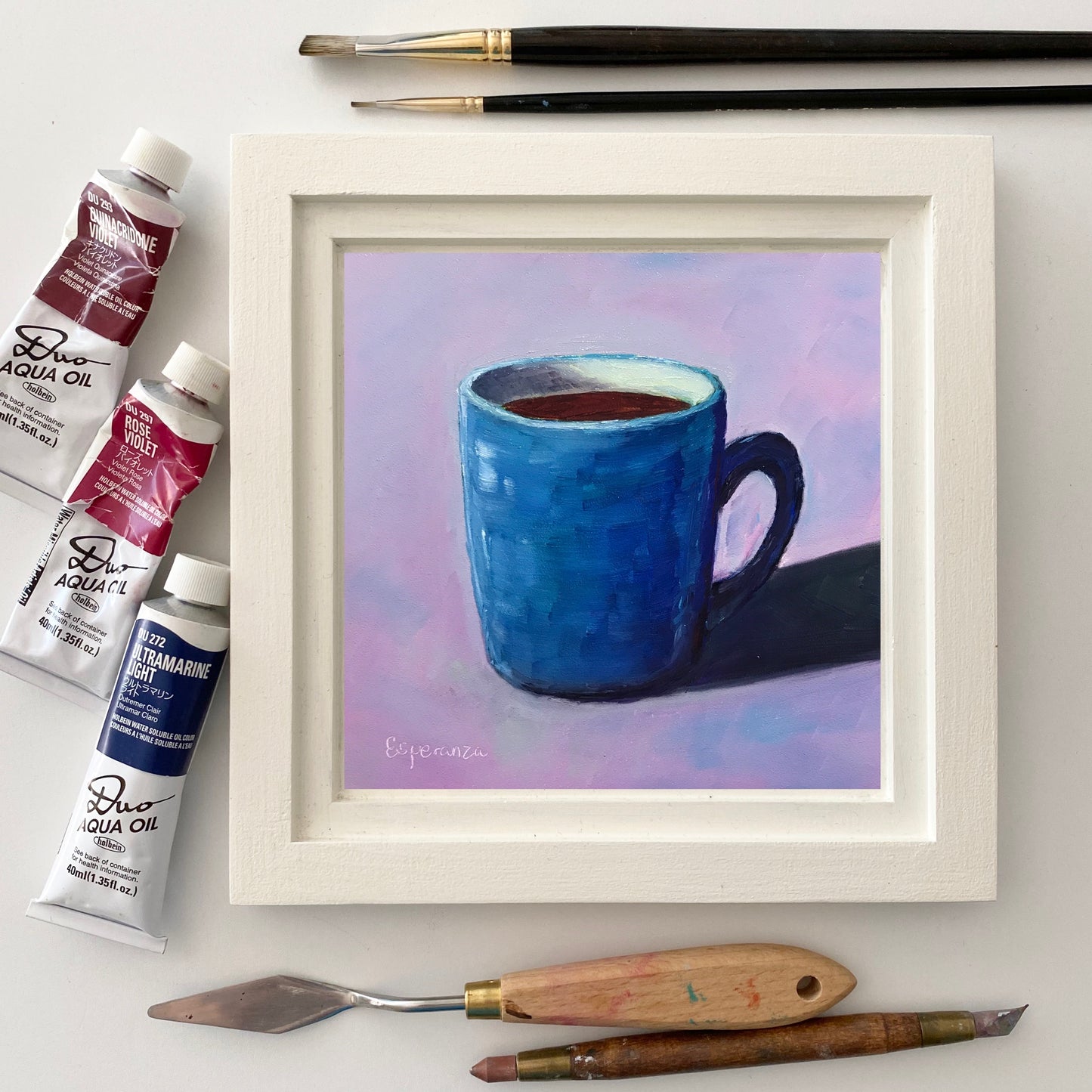 "My Cup is Full" 6x6 original painting