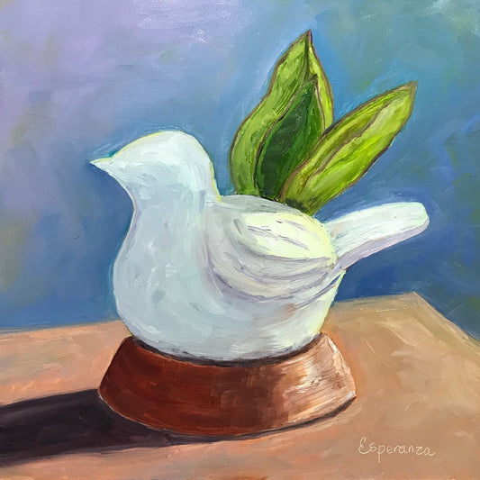 "Dove Planter" 8x8 original painting