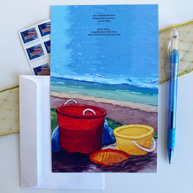 "Beach Buckets" notecard