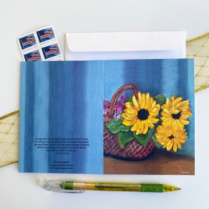 "Sunflower Basket" notecard
