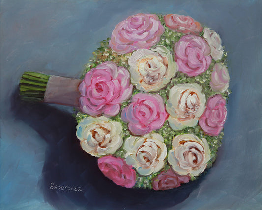 "Rose Wedding Bouquet" 8x10 original painting