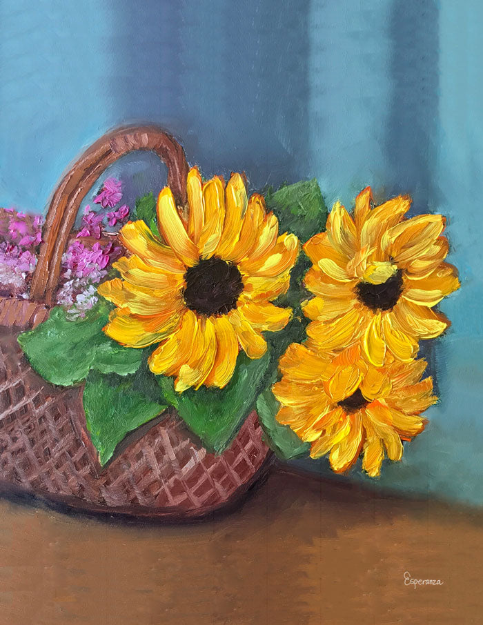 "Sunflower Basket" notecard