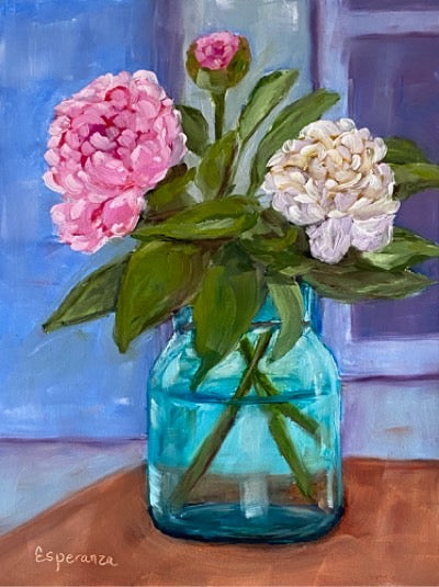 "Sweetness in a Blue Jar" 6x8 original painting