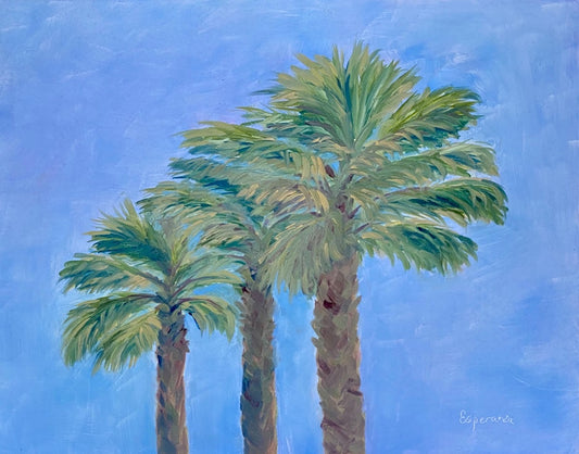 "Three Palms on a Sunday" 11x14 original painting