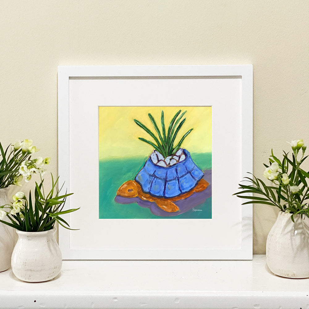 "Little Turtle Planter" giclee print