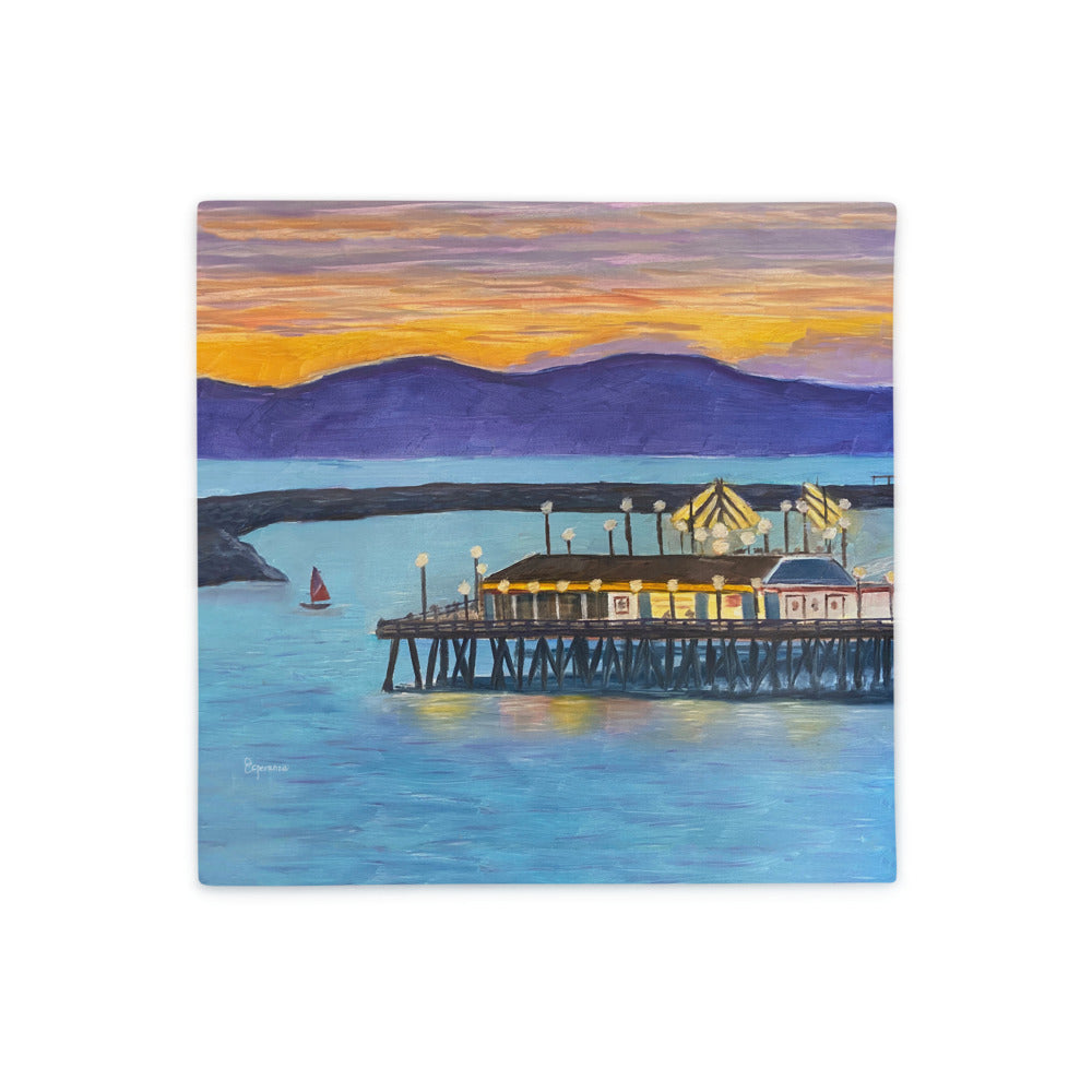 "Redondo Beach Pier at Sunset" Pillow Case