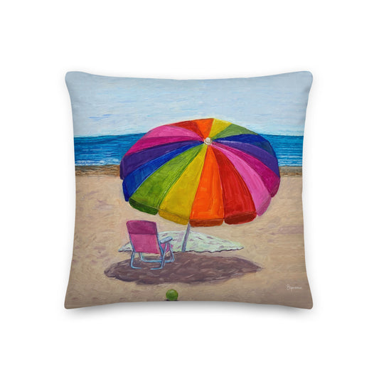 Fine Art Throw Pillow, "Beach Umbrella", from original artwork by Esperanza Deese