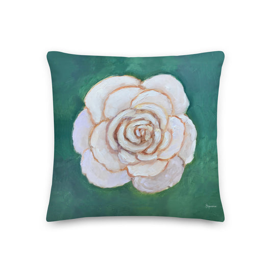 Fine Art Throw Pillow, "White Rose", from original artwork by Esperanza Deese
