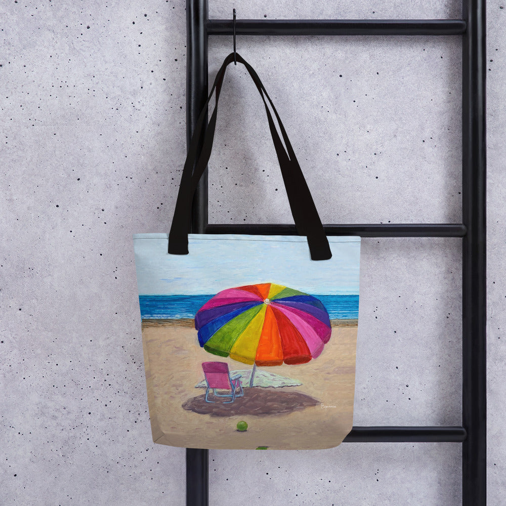 Fine Art Tote Bag, "Beach Umbrella", from original artwork by Esperanza Deese