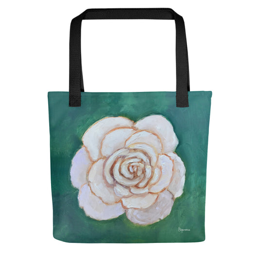Fine Art Tote Bag, "White Rose", from original artwork by Esperanza Deese